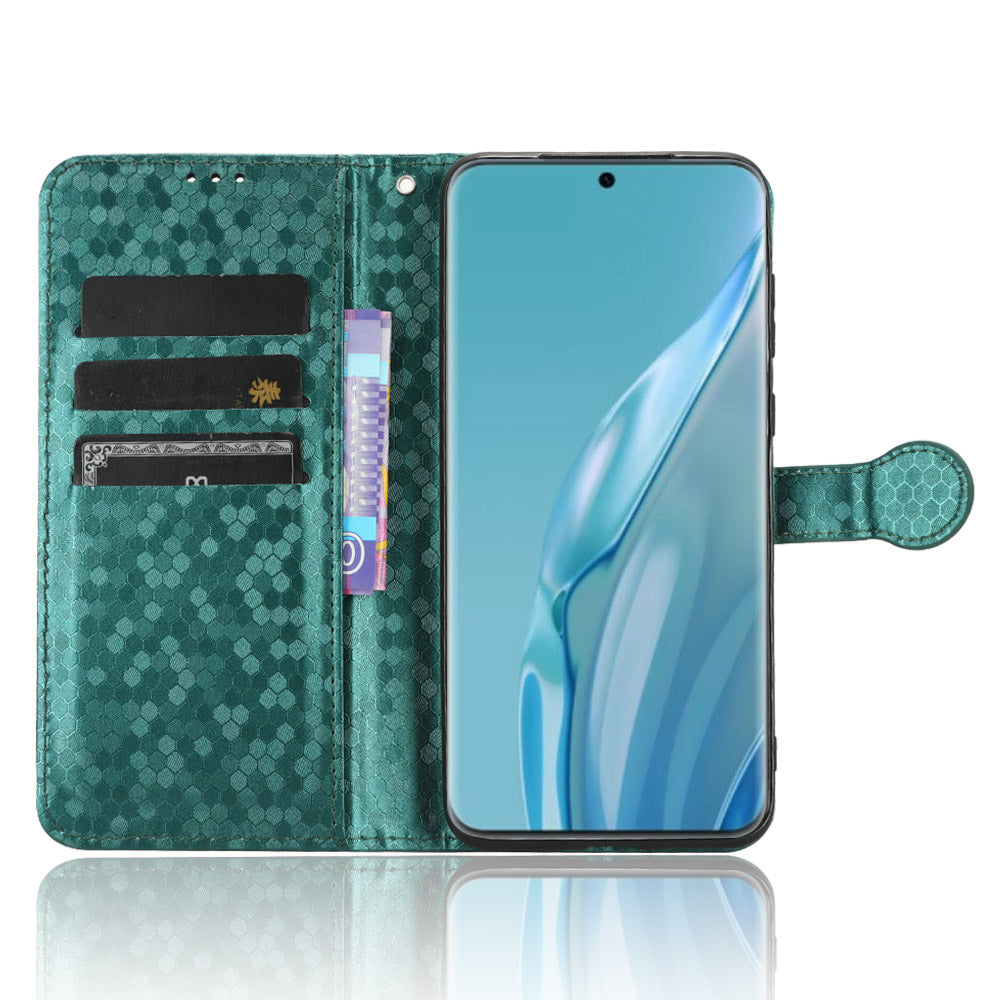 For Huawei P60 Art PU Leather Wallet Phone Case Dot Pattern Imprinted Stand Phone Cover