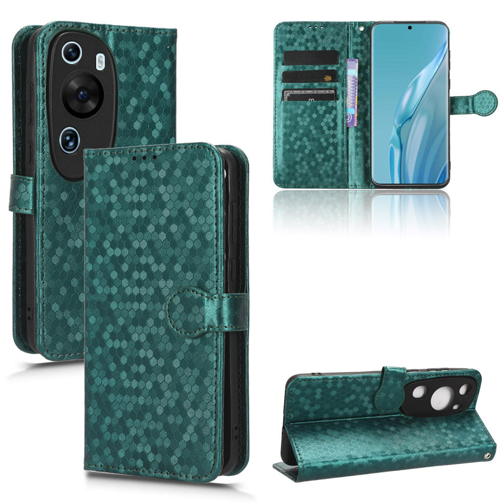 For Huawei P60 Art PU Leather Wallet Phone Case Dot Pattern Imprinted Stand Phone Cover