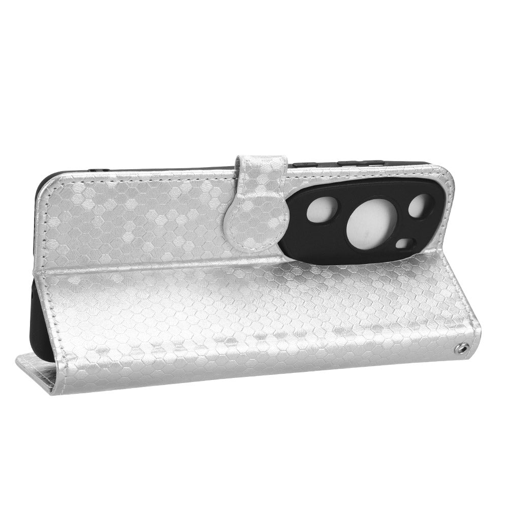 For Huawei P60 Art PU Leather Wallet Phone Case Dot Pattern Imprinted Stand Phone Cover