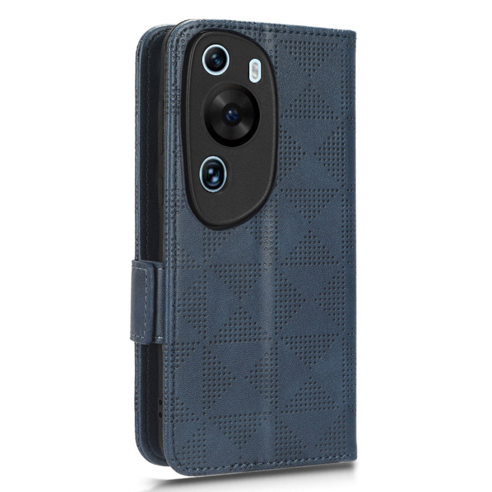 For Huawei P60 Art PU Leather+TPU Mobile Phone Case Imprinted Triangle Stand Wallet Shell