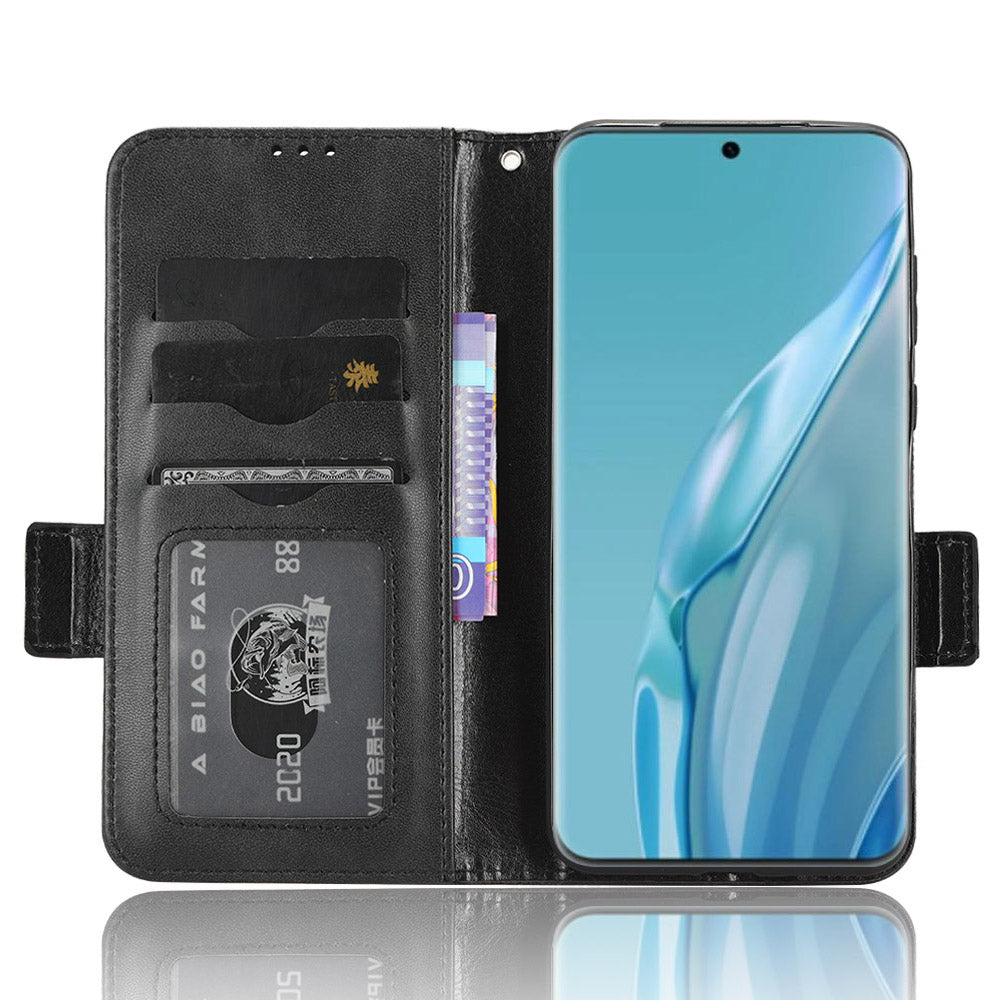 For Huawei P60 Art PU Leather+TPU Mobile Phone Case Imprinted Triangle Stand Wallet Shell