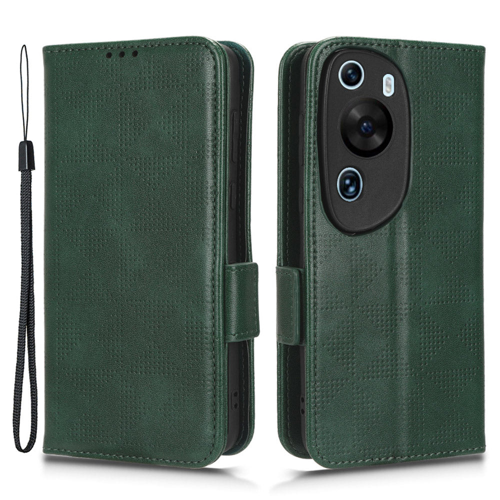 For Huawei P60 Art PU Leather+TPU Mobile Phone Case Imprinted Triangle Stand Wallet Shell