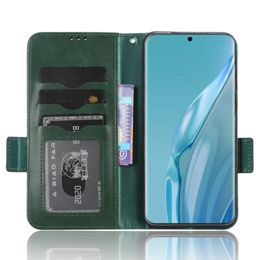 For Huawei P60 Art PU Leather+TPU Mobile Phone Case Imprinted Triangle Stand Wallet Shell