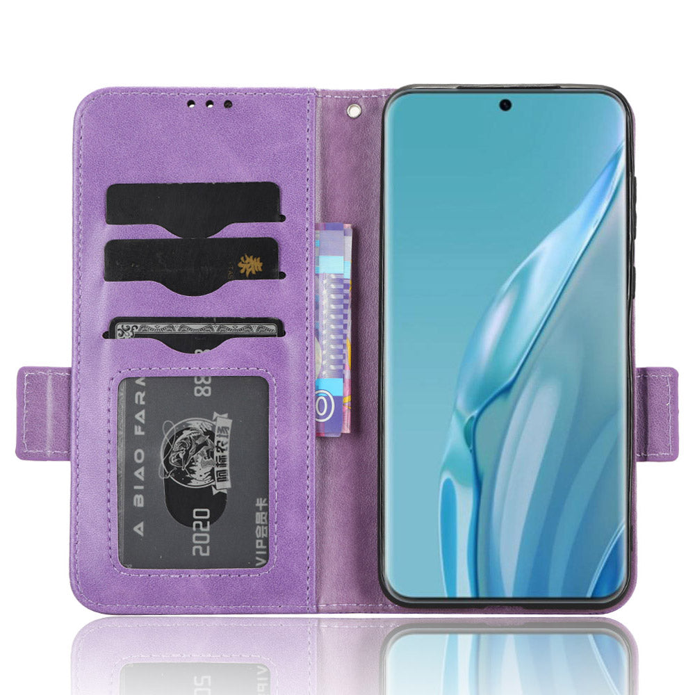 For Huawei P60 Art PU Leather+TPU Mobile Phone Case Imprinted Triangle Stand Wallet Shell