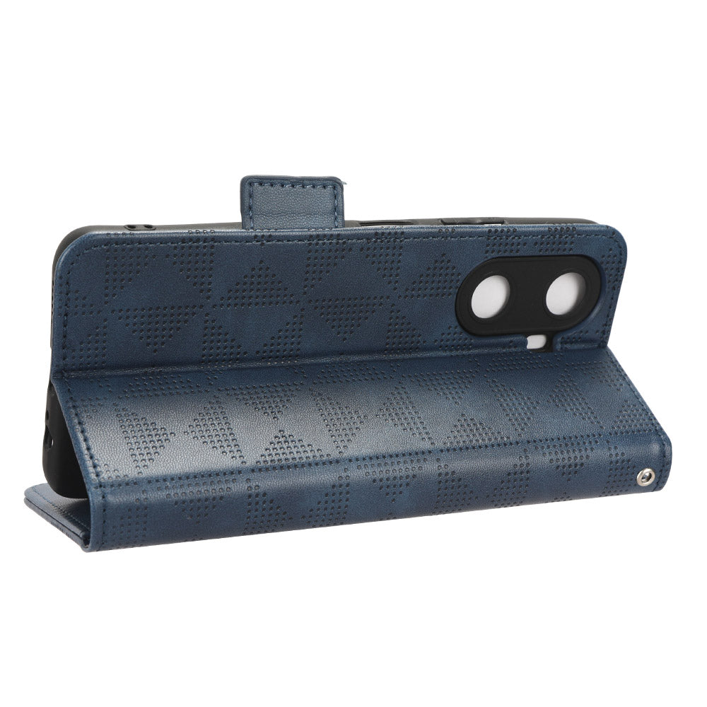 For Huawei Enjoy 60 Anti-Scratch PU Leather Stand Wallet Phone Case Imprinted Triangle Phone Cover