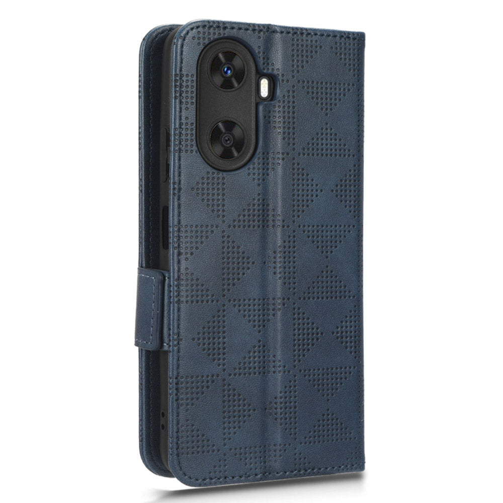 For Huawei Enjoy 60 Anti-Scratch PU Leather Stand Wallet Phone Case Imprinted Triangle Phone Cover
