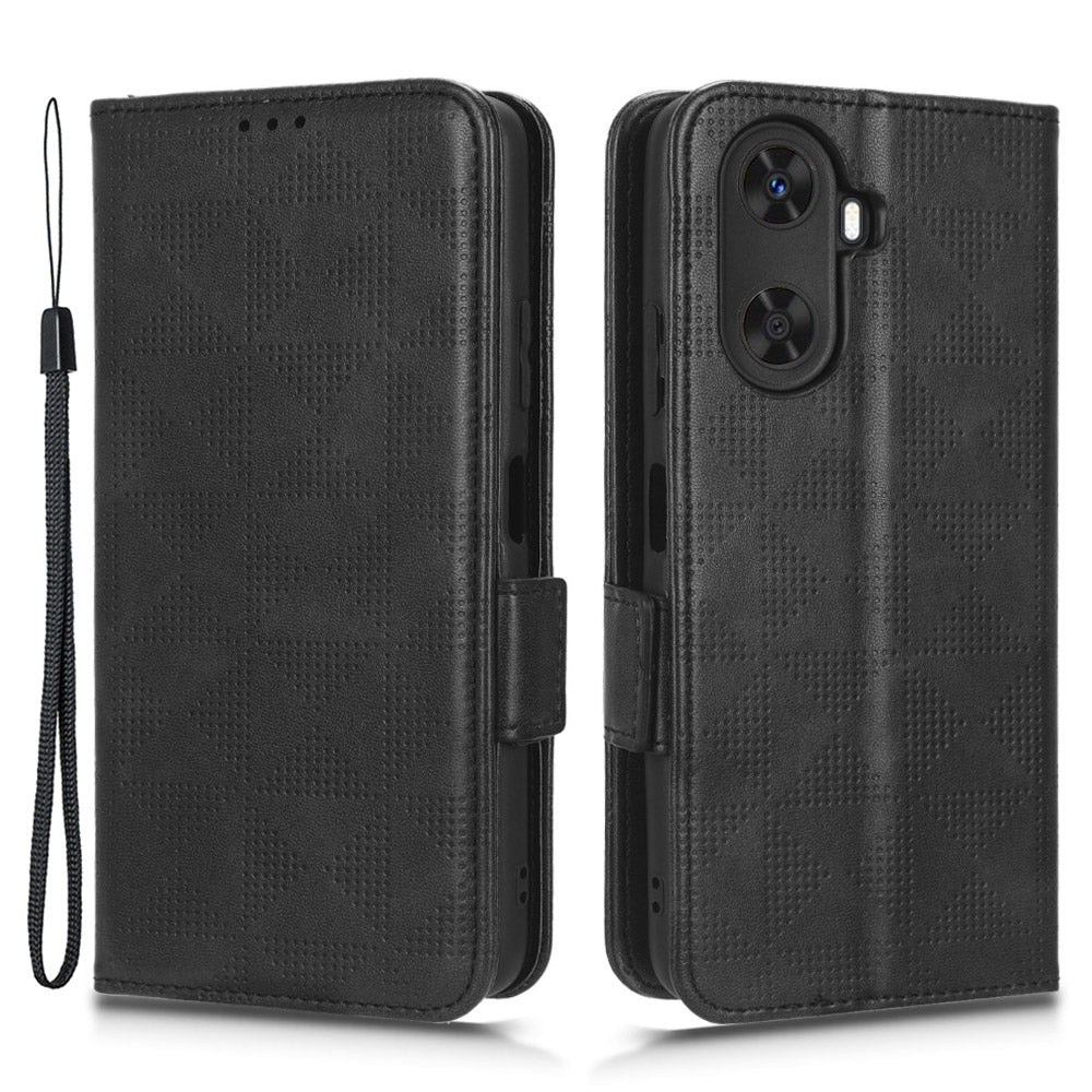 For Huawei Enjoy 60 Anti-Scratch PU Leather Stand Wallet Phone Case Imprinted Triangle Phone Cover