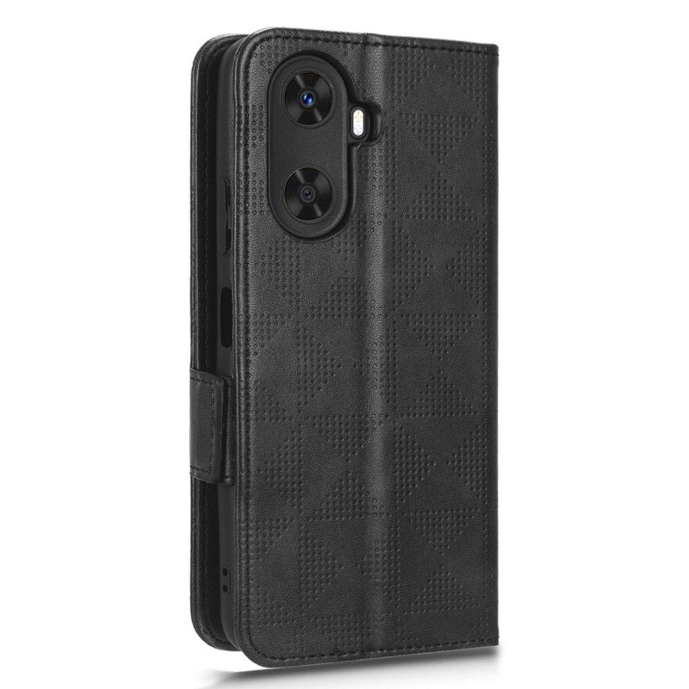 For Huawei Enjoy 60 Anti-Scratch PU Leather Stand Wallet Phone Case Imprinted Triangle Phone Cover