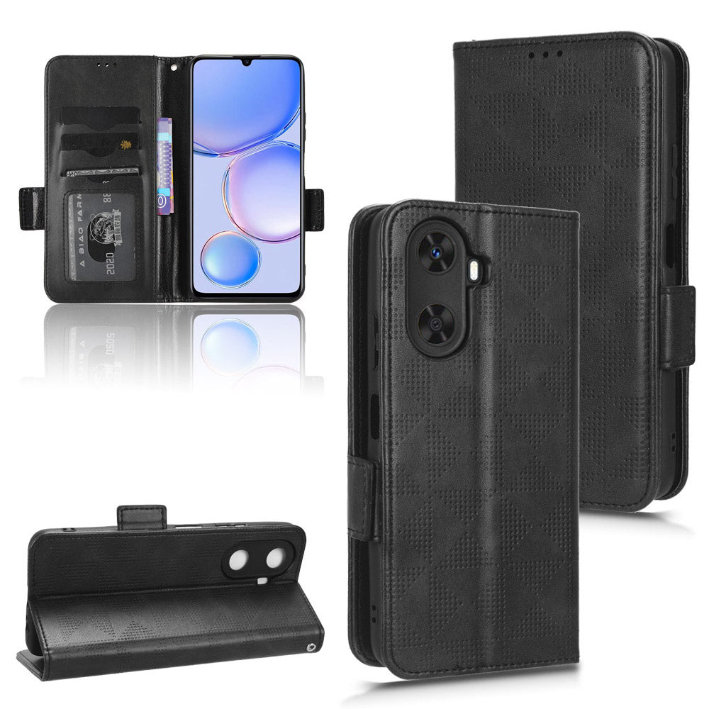 For Huawei Enjoy 60 Anti-Scratch PU Leather Stand Wallet Phone Case Imprinted Triangle Phone Cover