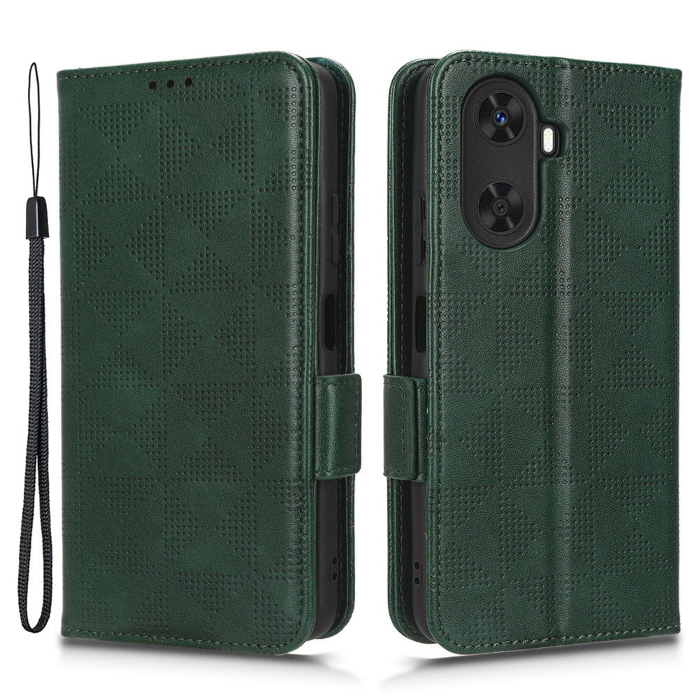 For Huawei Enjoy 60 Anti-Scratch PU Leather Stand Wallet Phone Case Imprinted Triangle Phone Cover