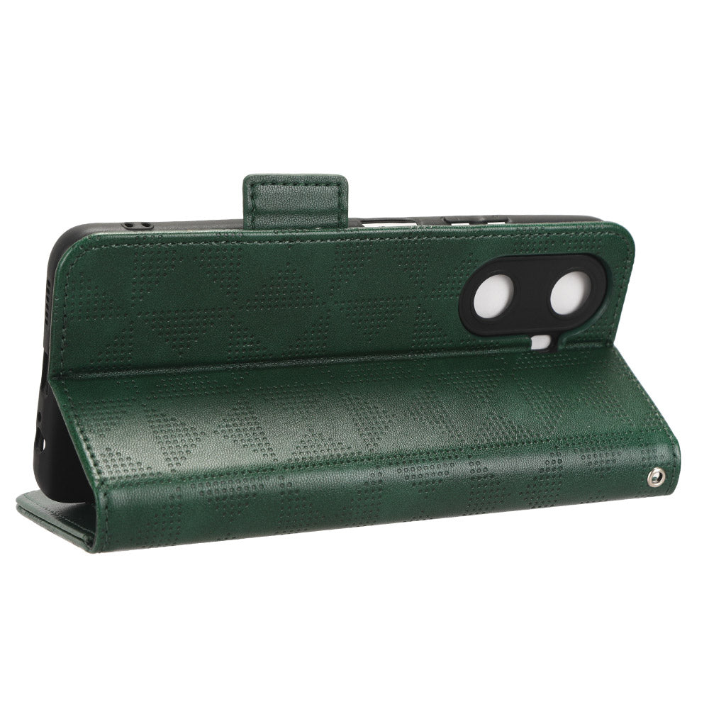 For Huawei Enjoy 60 Anti-Scratch PU Leather Stand Wallet Phone Case Imprinted Triangle Phone Cover