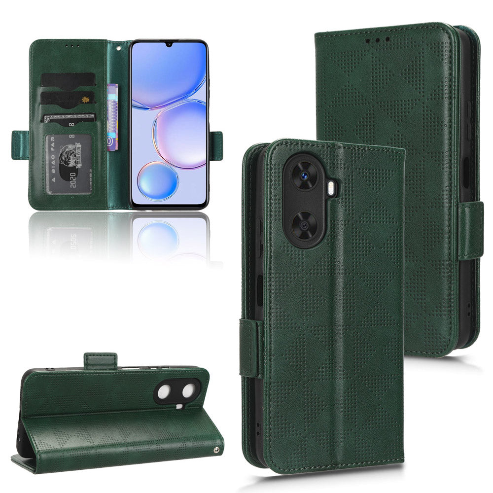 For Huawei Enjoy 60 Anti-Scratch PU Leather Stand Wallet Phone Case Imprinted Triangle Phone Cover