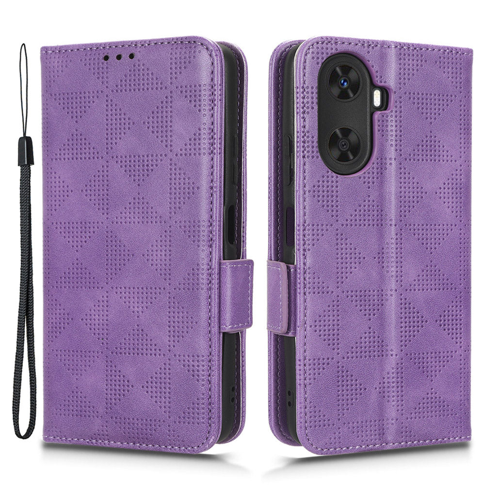 For Huawei Enjoy 60 Anti-Scratch PU Leather Stand Wallet Phone Case Imprinted Triangle Phone Cover