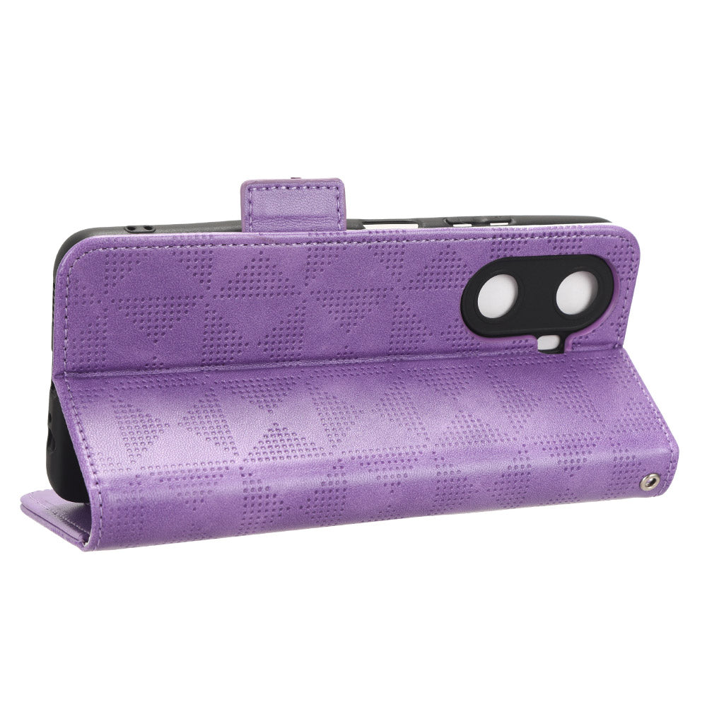 For Huawei Enjoy 60 Anti-Scratch PU Leather Stand Wallet Phone Case Imprinted Triangle Phone Cover