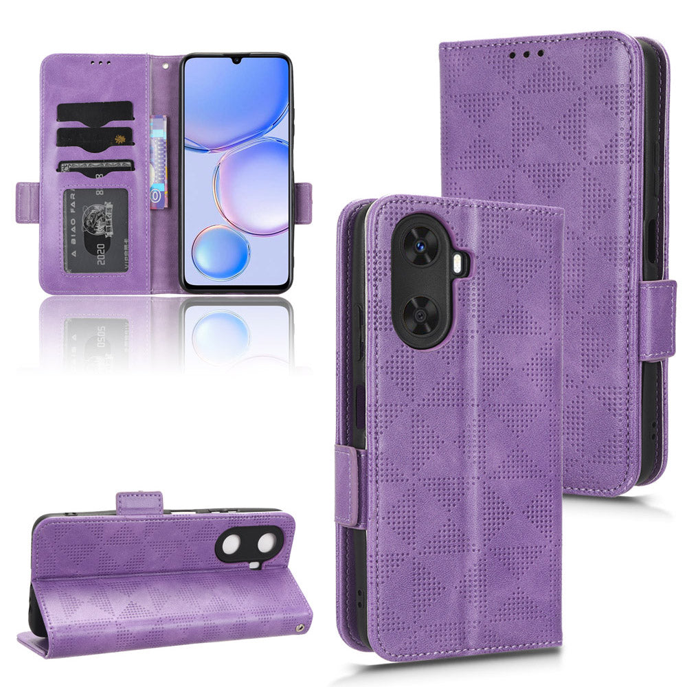 For Huawei Enjoy 60 Anti-Scratch PU Leather Stand Wallet Phone Case Imprinted Triangle Phone Cover
