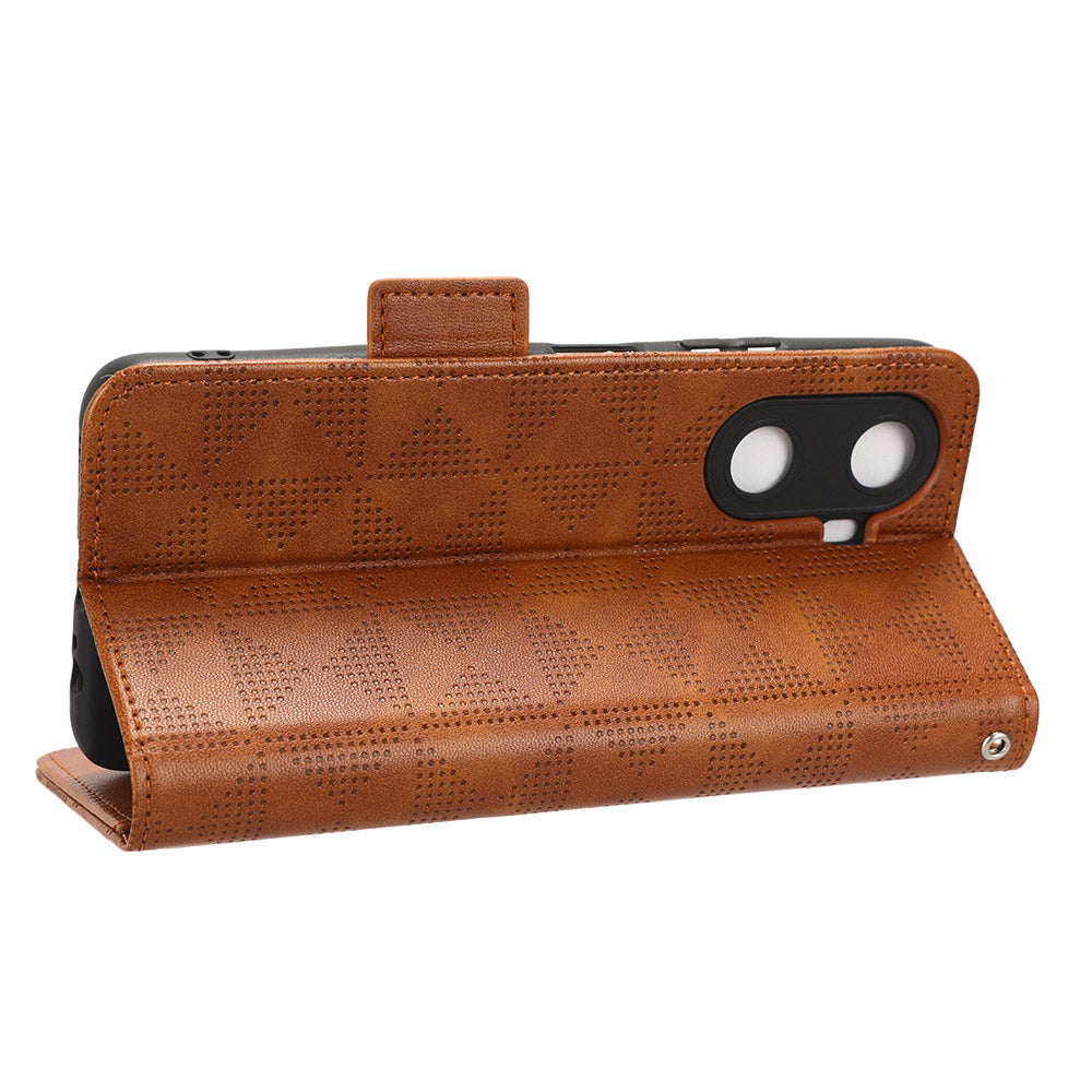 For Huawei Enjoy 60 Anti-Scratch PU Leather Stand Wallet Phone Case Imprinted Triangle Phone Cover