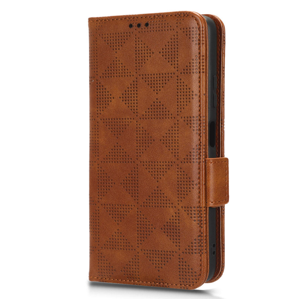 For Huawei Enjoy 60 Anti-Scratch PU Leather Stand Wallet Phone Case Imprinted Triangle Phone Cover