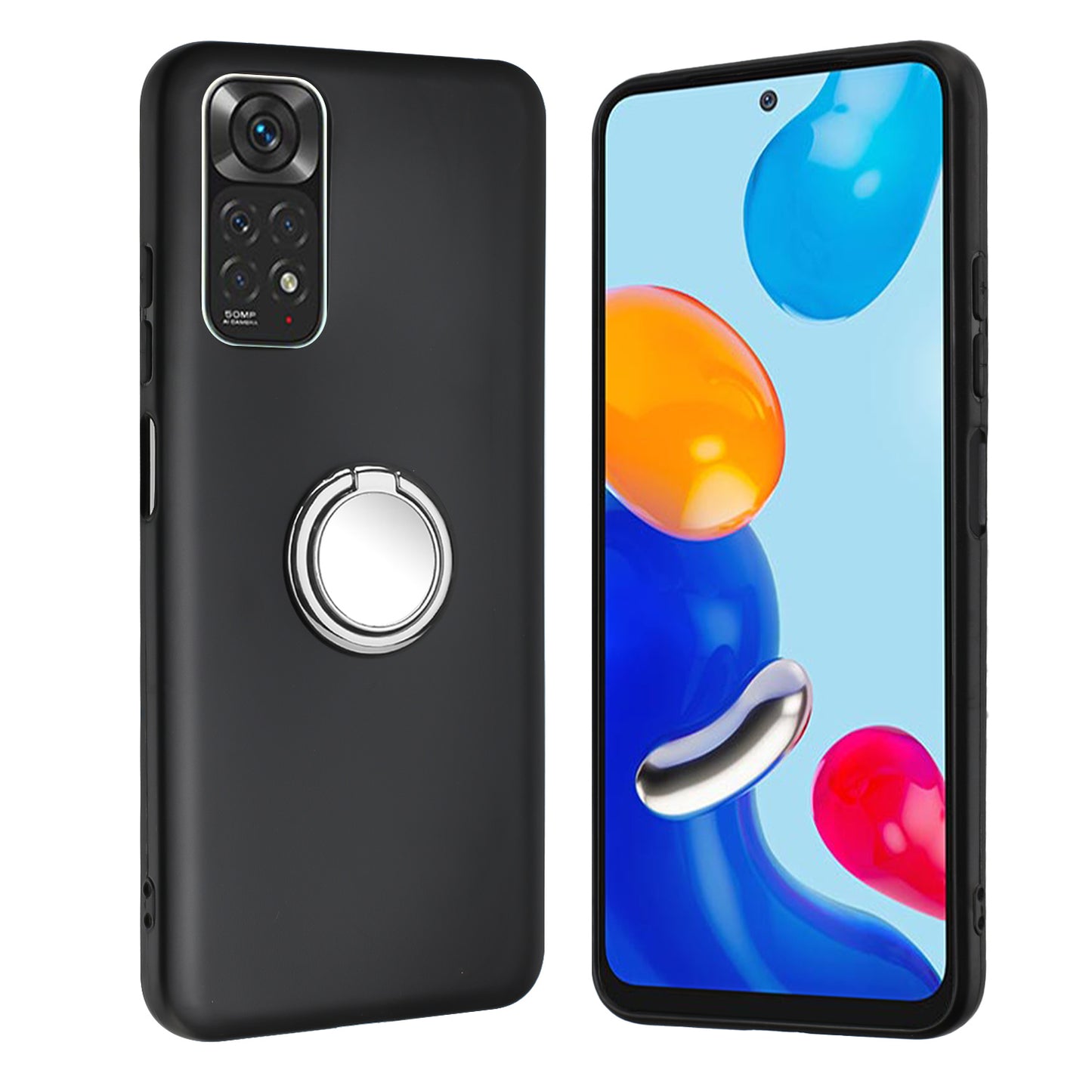 Matte TPU Phone Case for Xiaomi Redmi Note 12 Pro 4G / 11 Pro 4G (MediaTek) / Note 11 Pro 5G (Qualcomm) Ring Kickstand Cover Works for Magnetic Car Mount