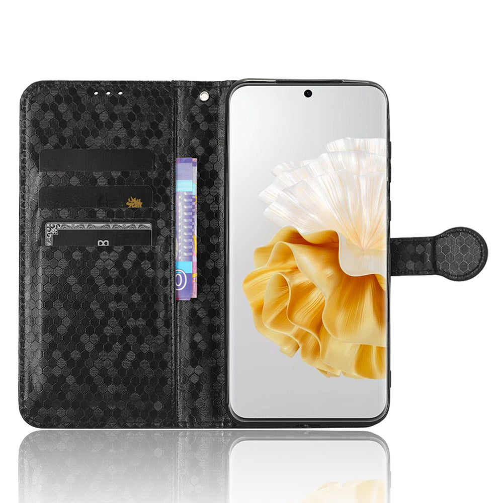 For Huawei P60 / P60 Pro Shockproof Case PU Leather Flip Cover Dot Pattern Imprinted Phone Case with Wallet