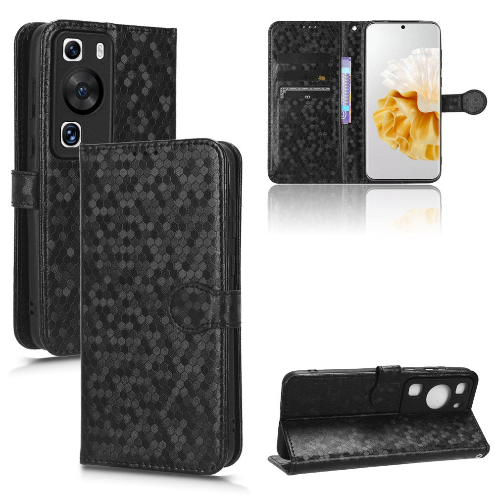 For Huawei P60 / P60 Pro Shockproof Case PU Leather Flip Cover Dot Pattern Imprinted Phone Case with Wallet