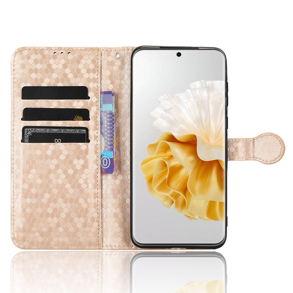 For Huawei P60 / P60 Pro Shockproof Case PU Leather Flip Cover Dot Pattern Imprinted Phone Case with Wallet
