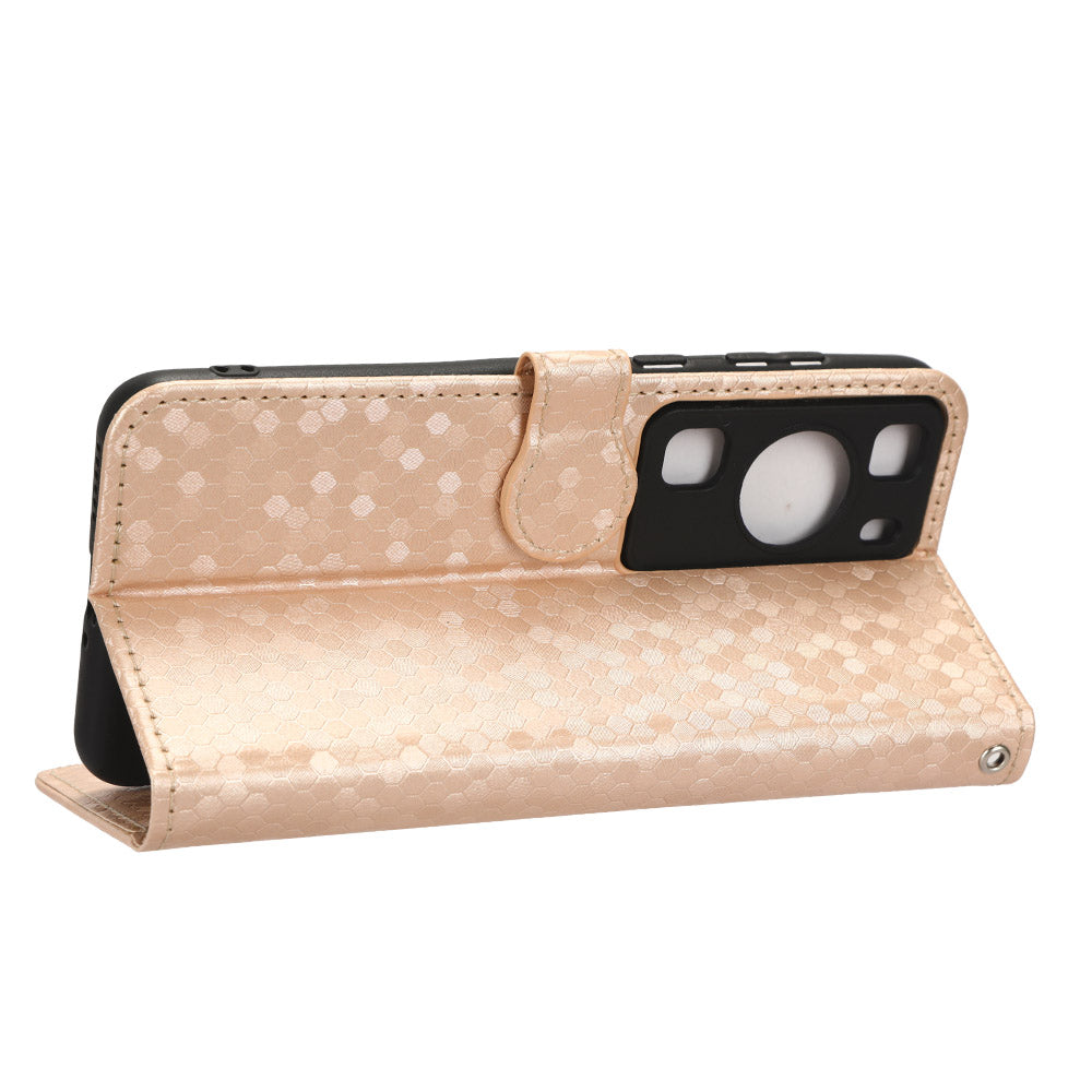 For Huawei P60 / P60 Pro Shockproof Case PU Leather Flip Cover Dot Pattern Imprinted Phone Case with Wallet
