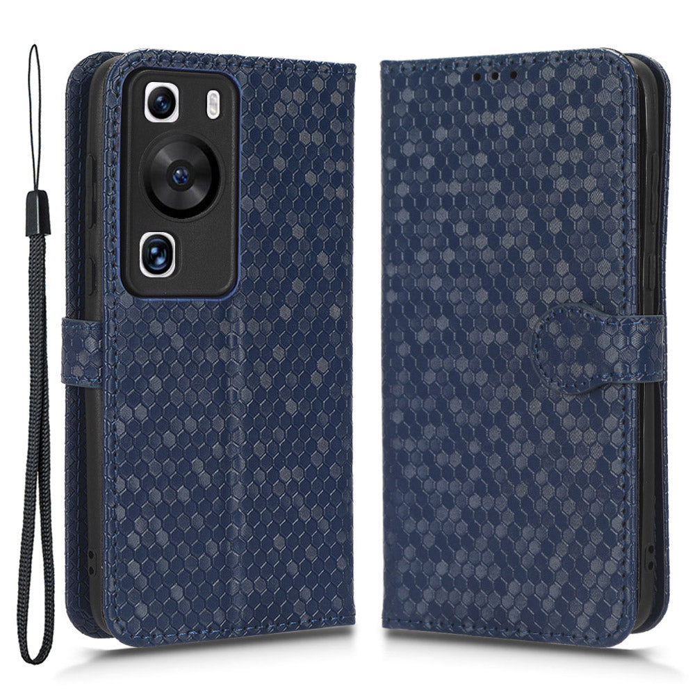 For Huawei P60 / P60 Pro Shockproof Case PU Leather Flip Cover Dot Pattern Imprinted Phone Case with Wallet