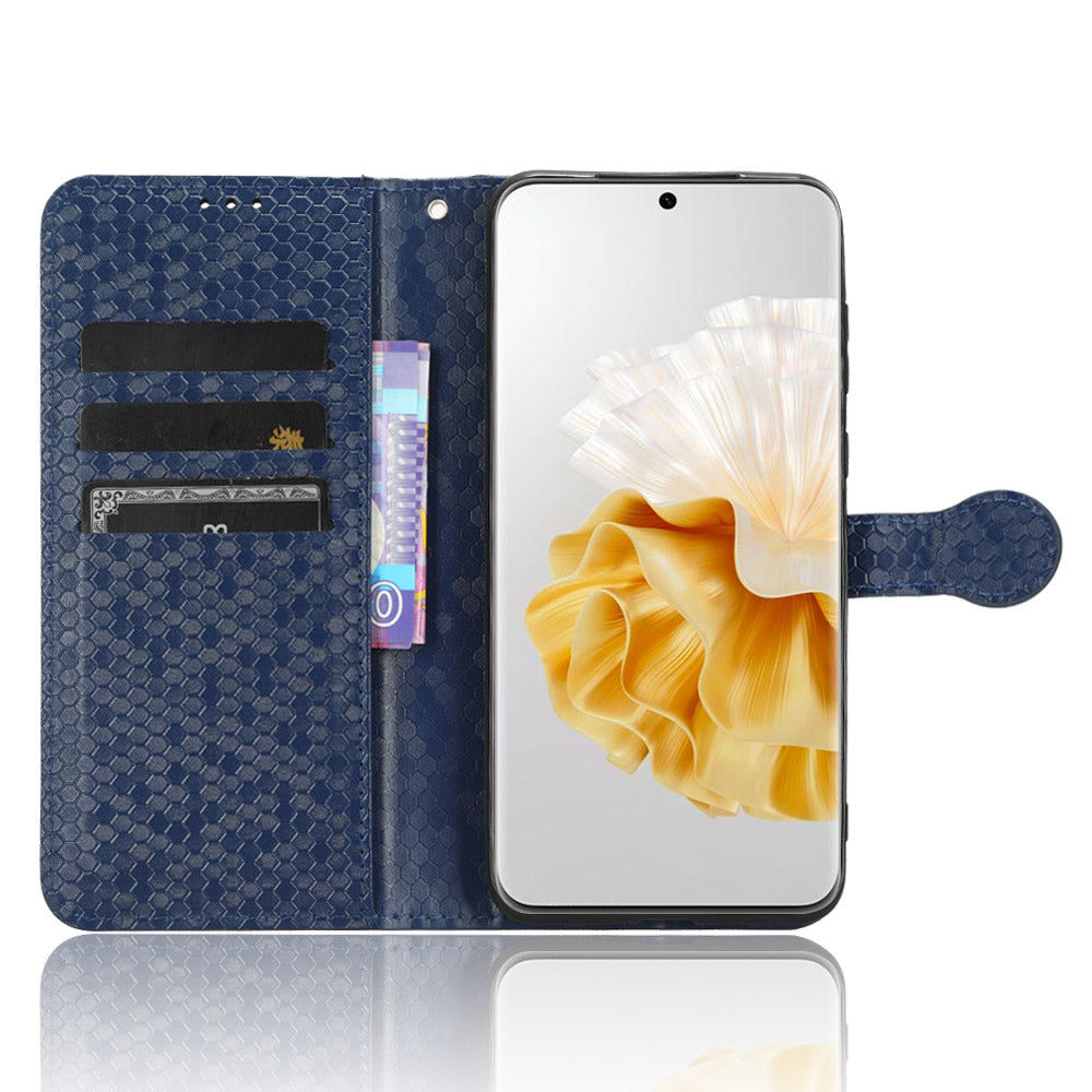 For Huawei P60 / P60 Pro Shockproof Case PU Leather Flip Cover Dot Pattern Imprinted Phone Case with Wallet