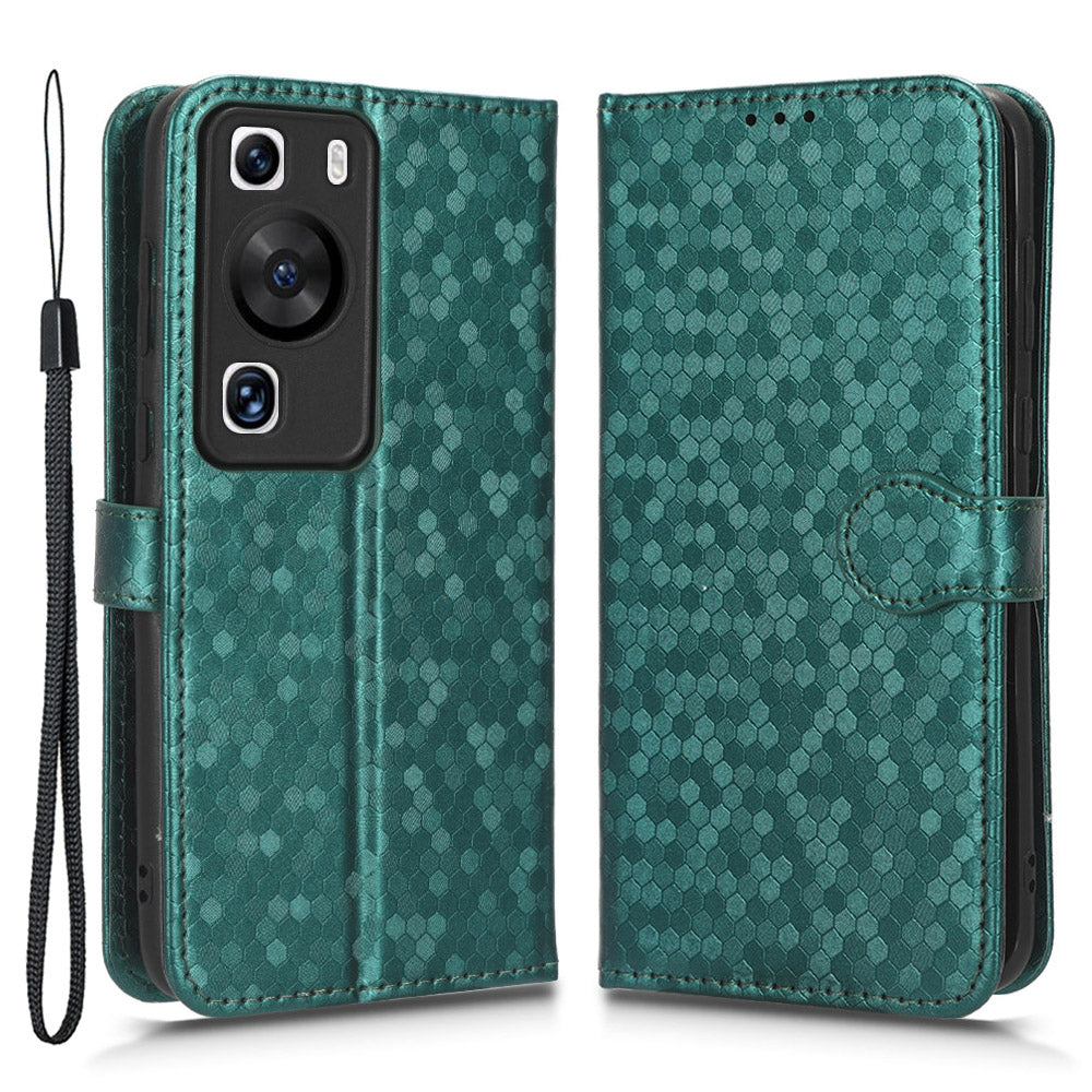 For Huawei P60 / P60 Pro Shockproof Case PU Leather Flip Cover Dot Pattern Imprinted Phone Case with Wallet