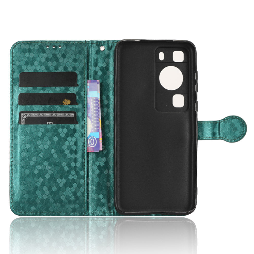 For Huawei P60 / P60 Pro Shockproof Case PU Leather Flip Cover Dot Pattern Imprinted Phone Case with Wallet