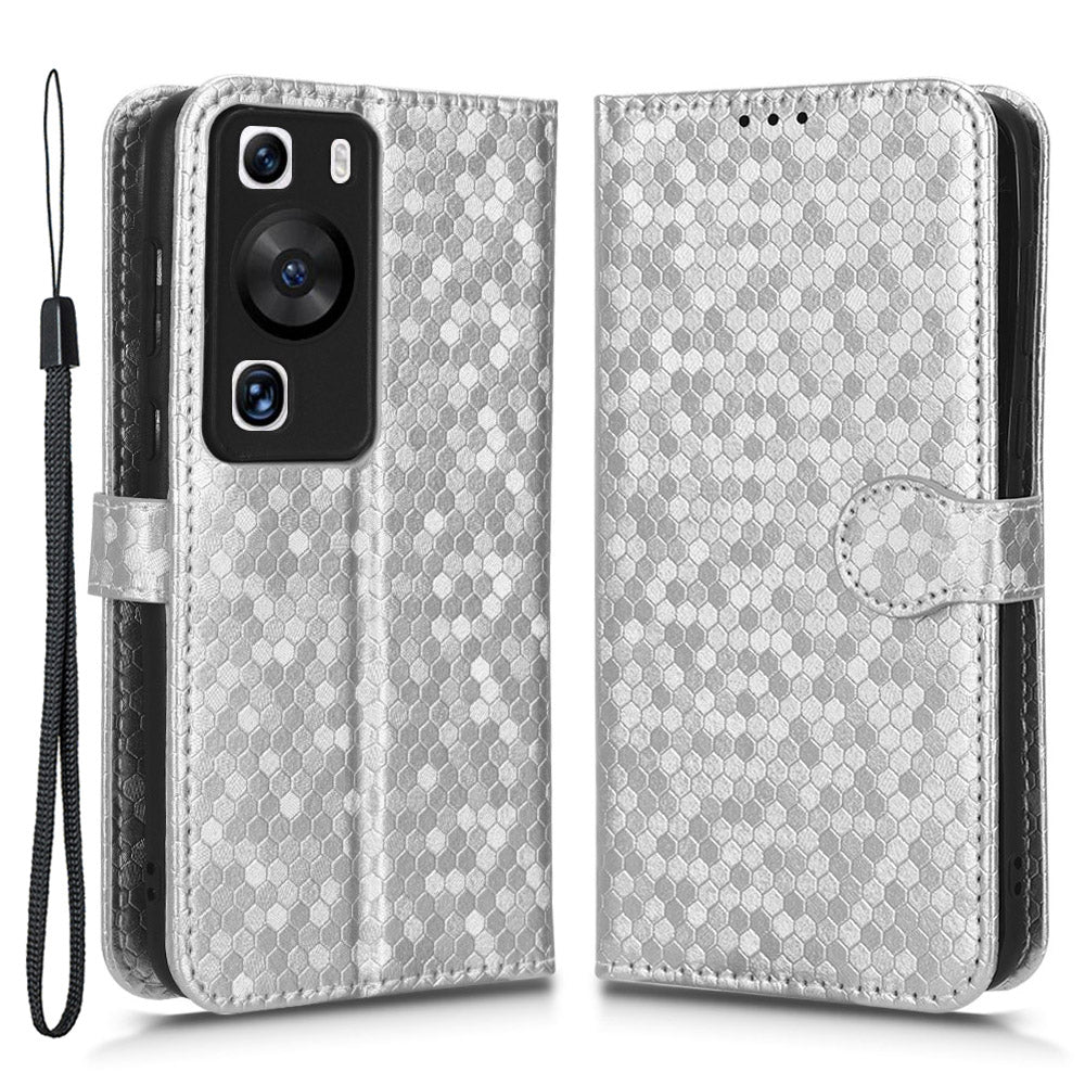 For Huawei P60 / P60 Pro Shockproof Case PU Leather Flip Cover Dot Pattern Imprinted Phone Case with Wallet