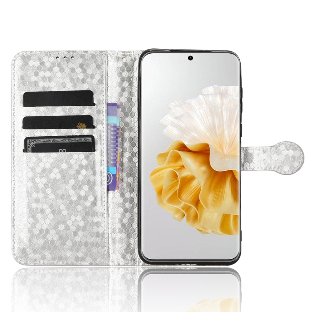 For Huawei P60 / P60 Pro Shockproof Case PU Leather Flip Cover Dot Pattern Imprinted Phone Case with Wallet