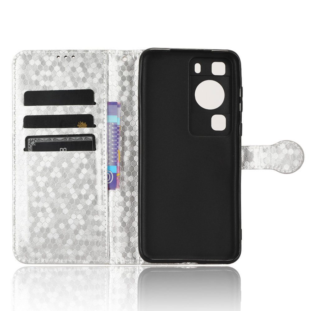 For Huawei P60 / P60 Pro Shockproof Case PU Leather Flip Cover Dot Pattern Imprinted Phone Case with Wallet
