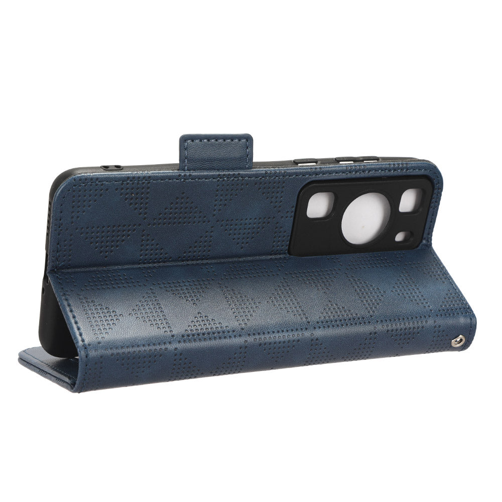 For Huawei P60 Pro / P60 Anti-Dust Phone Shell PU Leather Phone Case Imprinted Triangle Stand Wallet Cover