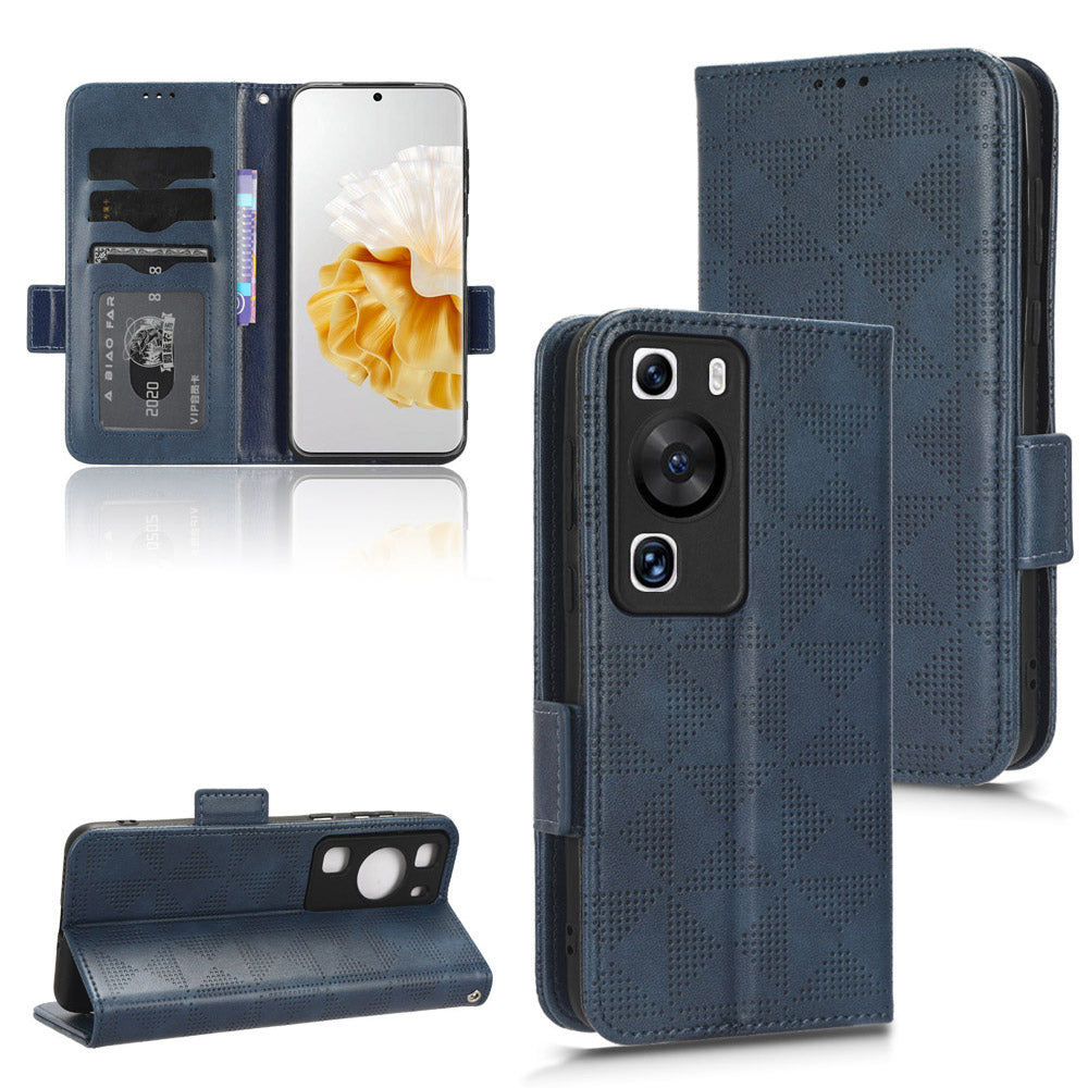 For Huawei P60 Pro / P60 Anti-Dust Phone Shell PU Leather Phone Case Imprinted Triangle Stand Wallet Cover
