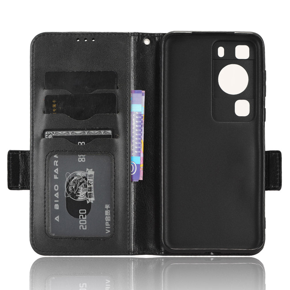 For Huawei P60 Pro / P60 Anti-Dust Phone Shell PU Leather Phone Case Imprinted Triangle Stand Wallet Cover