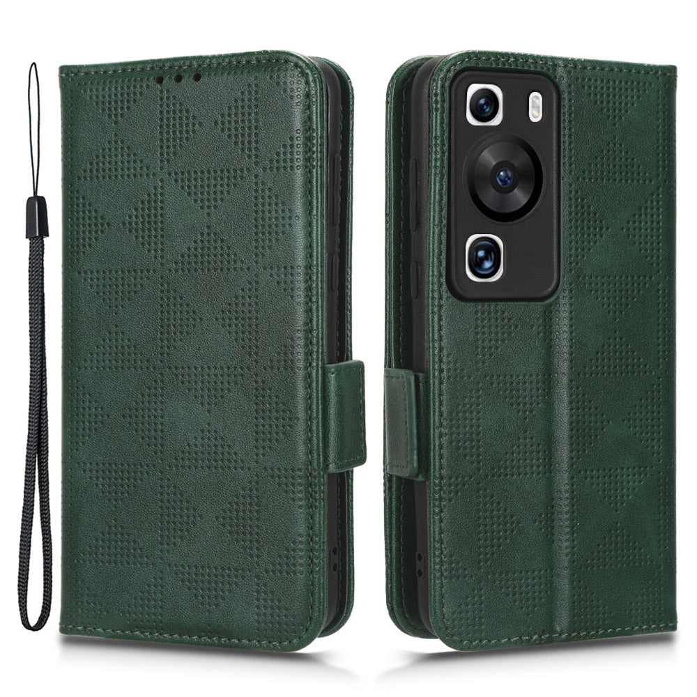 For Huawei P60 Pro / P60 Anti-Dust Phone Shell PU Leather Phone Case Imprinted Triangle Stand Wallet Cover