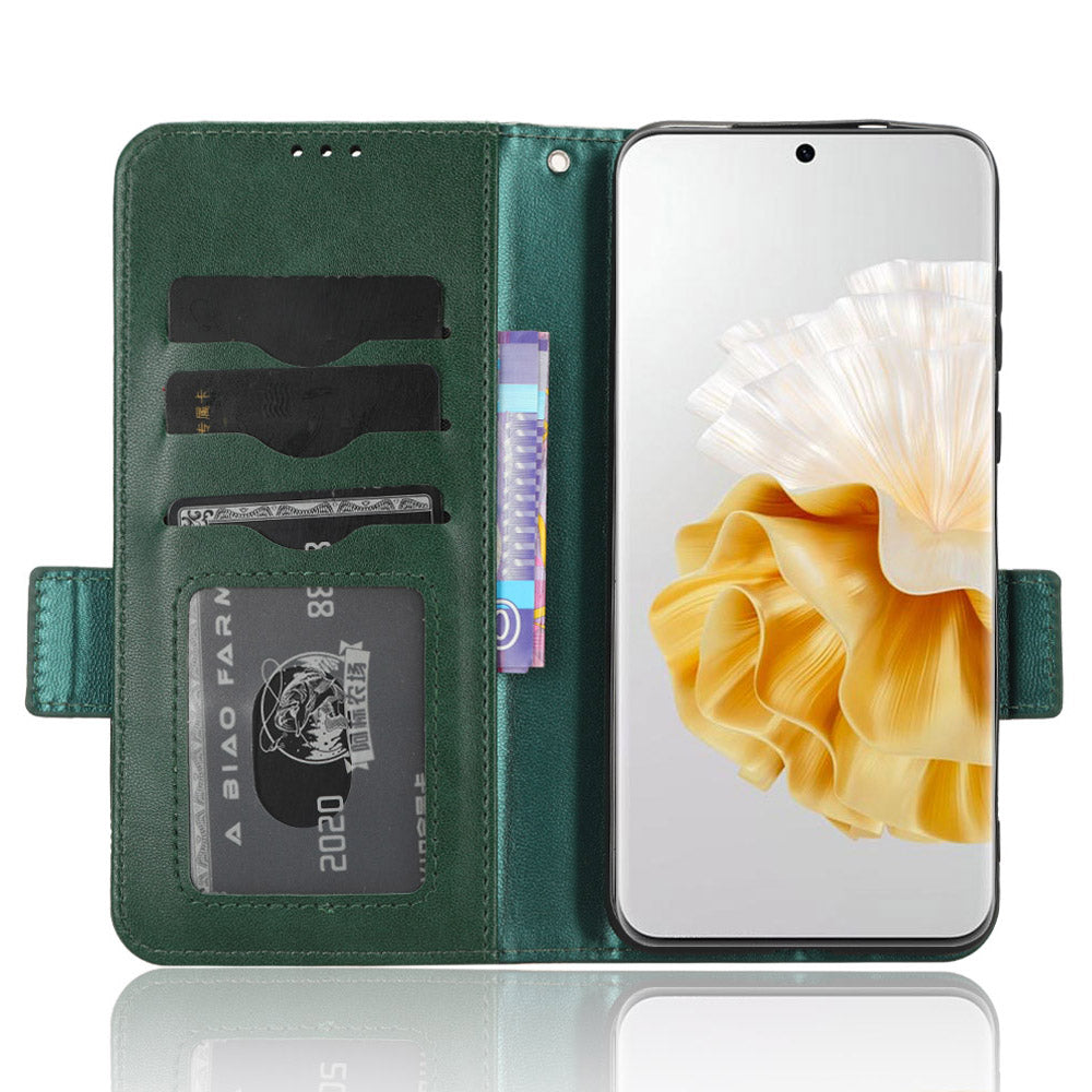 For Huawei P60 Pro / P60 Anti-Dust Phone Shell PU Leather Phone Case Imprinted Triangle Stand Wallet Cover