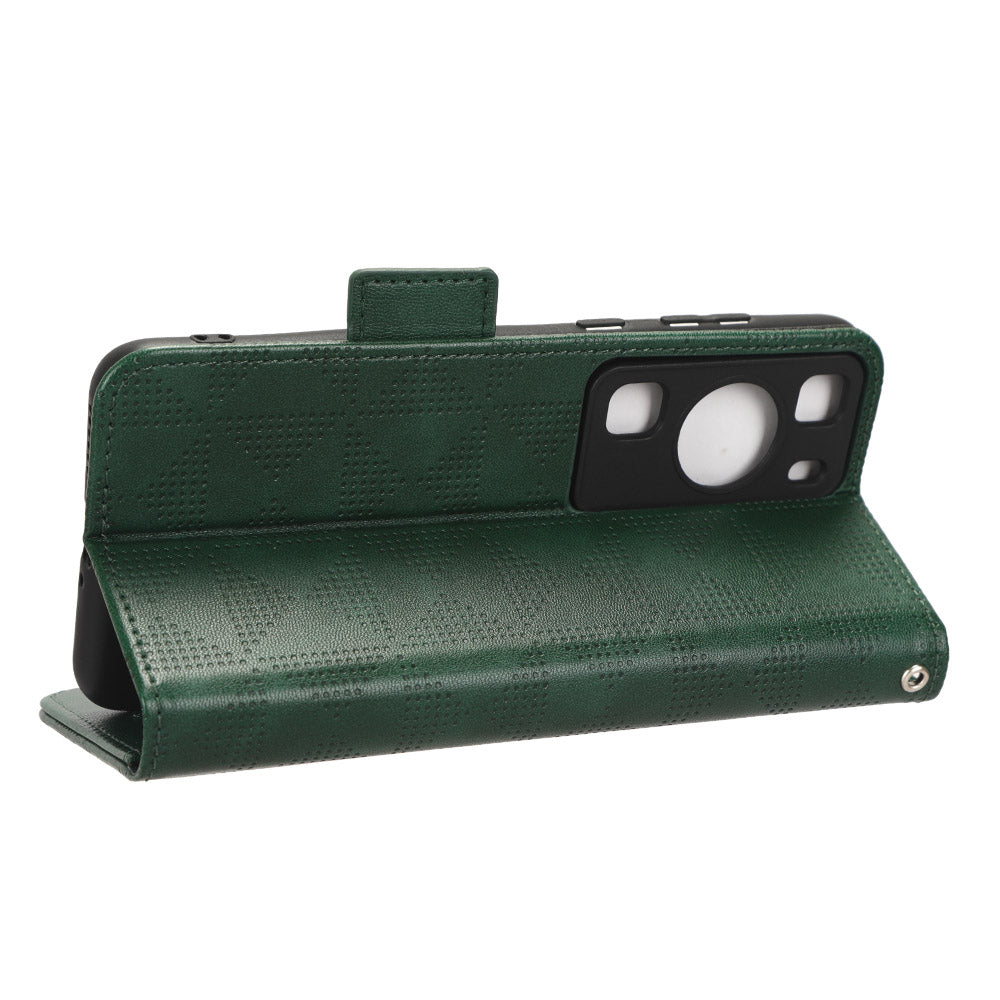 For Huawei P60 Pro / P60 Anti-Dust Phone Shell PU Leather Phone Case Imprinted Triangle Stand Wallet Cover