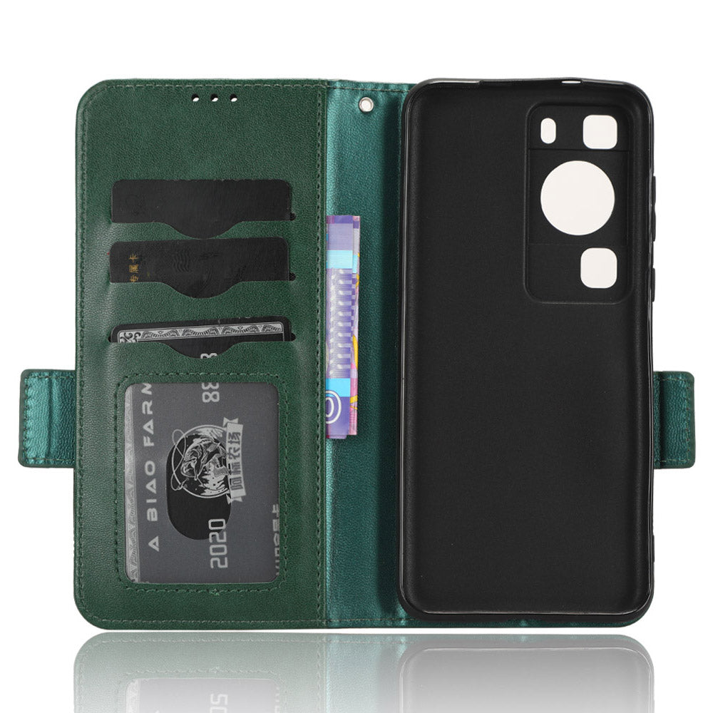 For Huawei P60 Pro / P60 Anti-Dust Phone Shell PU Leather Phone Case Imprinted Triangle Stand Wallet Cover