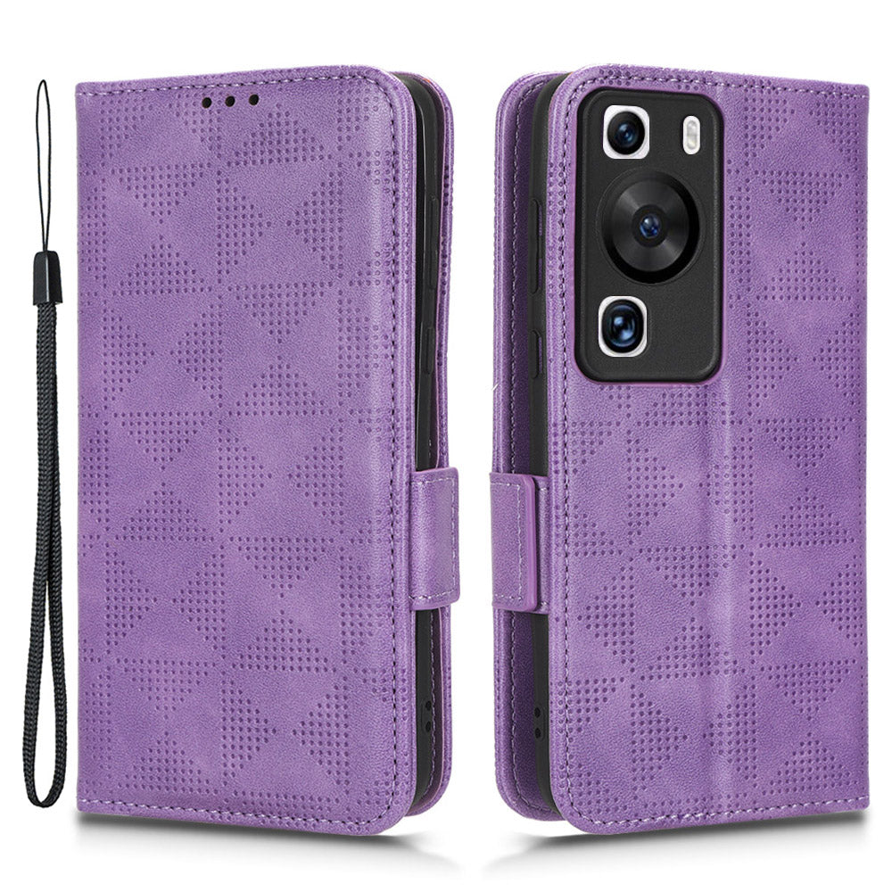 For Huawei P60 Pro / P60 Anti-Dust Phone Shell PU Leather Phone Case Imprinted Triangle Stand Wallet Cover