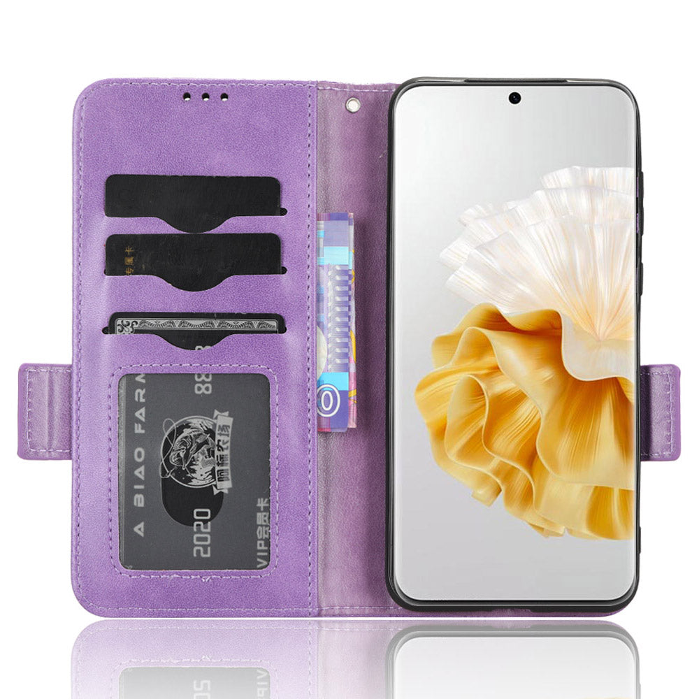 For Huawei P60 Pro / P60 Anti-Dust Phone Shell PU Leather Phone Case Imprinted Triangle Stand Wallet Cover