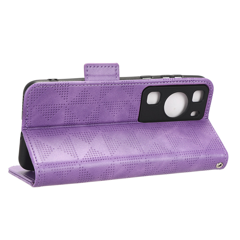 For Huawei P60 Pro / P60 Anti-Dust Phone Shell PU Leather Phone Case Imprinted Triangle Stand Wallet Cover