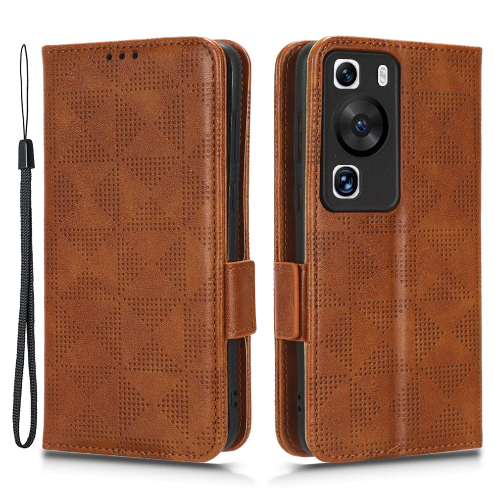 For Huawei P60 Pro / P60 Anti-Dust Phone Shell PU Leather Phone Case Imprinted Triangle Stand Wallet Cover