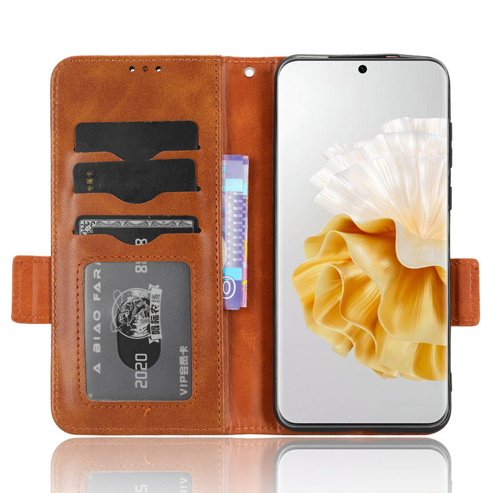 For Huawei P60 Pro / P60 Anti-Dust Phone Shell PU Leather Phone Case Imprinted Triangle Stand Wallet Cover