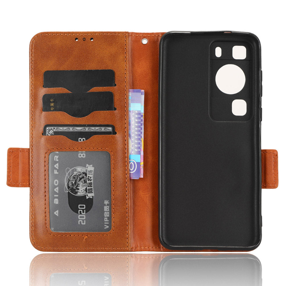 For Huawei P60 Pro / P60 Anti-Dust Phone Shell PU Leather Phone Case Imprinted Triangle Stand Wallet Cover