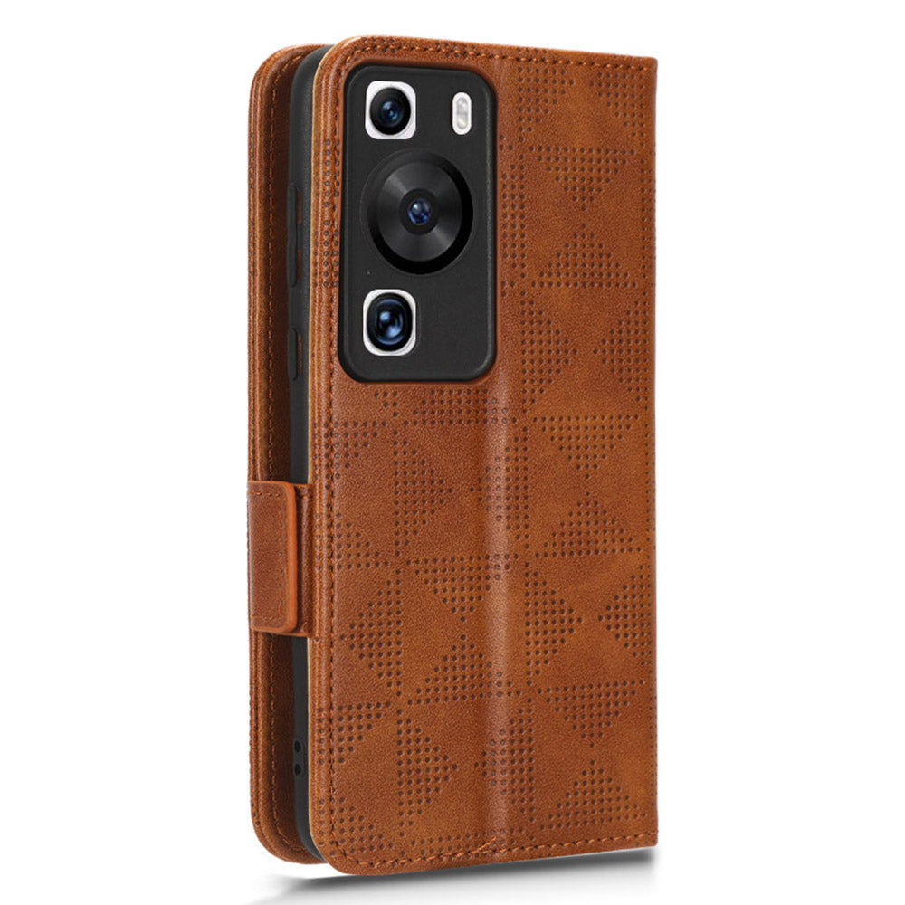 For Huawei P60 Pro / P60 Anti-Dust Phone Shell PU Leather Phone Case Imprinted Triangle Stand Wallet Cover