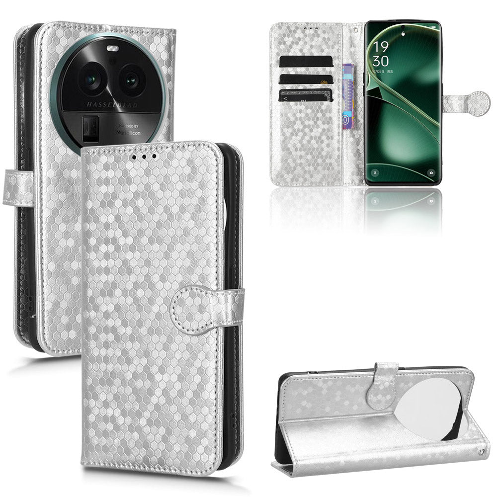 Dot Pattern Imprinted Leather Cover for Oppo Find X6 Wallet Phone Case Anti-Drop Shockproof Stand Phone Shell