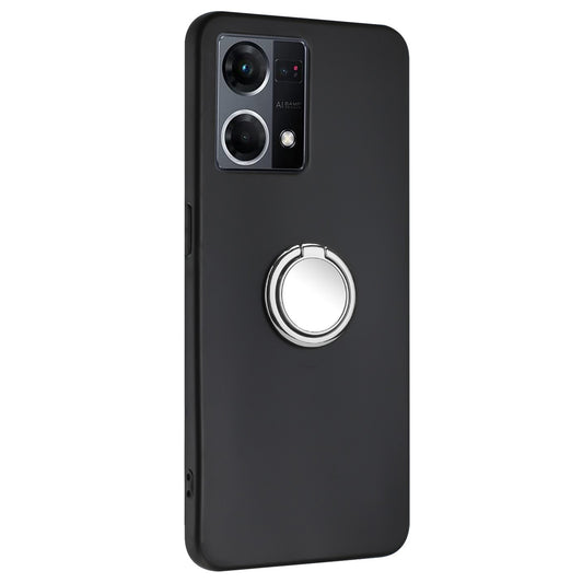 TPU Cover for Oppo Reno7 4G / Reno8 4G Phone Guard Matte Protector Case with Ring Kickstand
