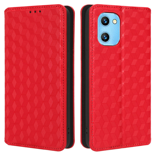 For Umidigi G1 / G1 Max Imprinted Rhombus Pattern PU Leather+TPU Cover Stand Phone Wallet Case